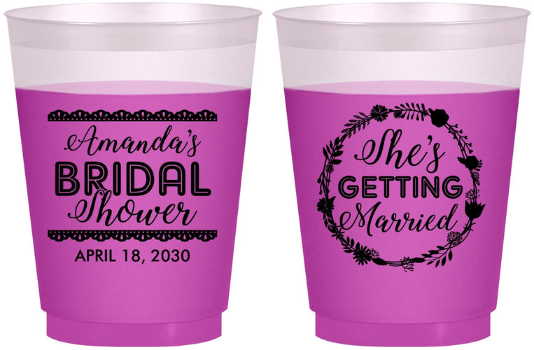 Custom Bridal Shower 16 oz Color Changing Frosted Cups - She's Getting Married | 100003