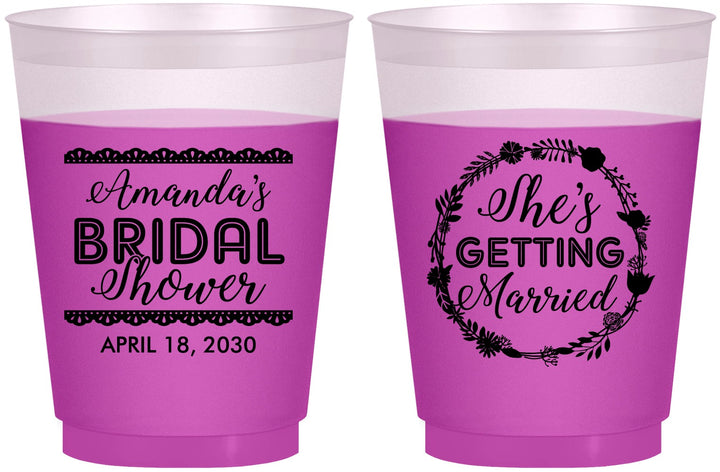 Custom Bridal Shower 16 oz Color Changing Frosted Cups - She's Getting Married | 100003