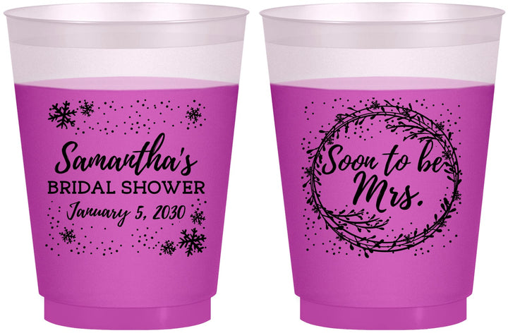 Custom Bridal Shower 16 oz Color Changing Frosted Cups - Soon To Be Mrs | 100004