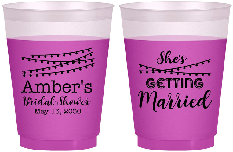 Custom Bridal Shower 16 oz Color Changing Frosted Cups - She's Getting Married | 100008