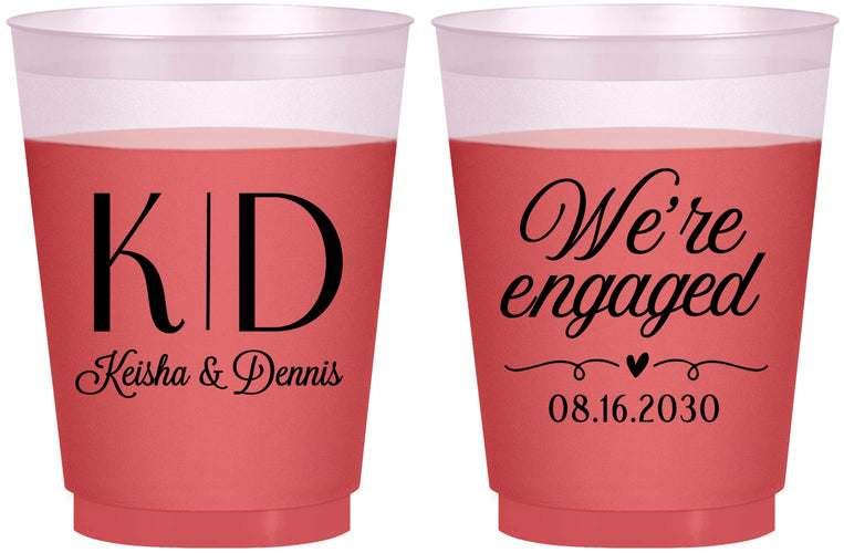 Custom Engagement 16 oz Color Changing Frosted Cups - We Are Engaged | 10001