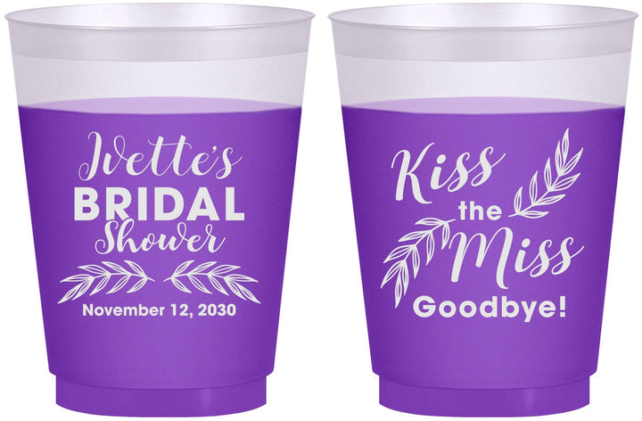 Custom Bridal Shower 16 oz Color Changing Frosted Cups - Kiss The Miss Goodbye | 100010