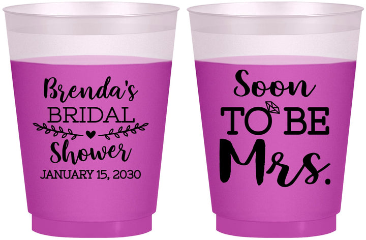 Custom Bridal Shower 16 oz Color Changing Frosted Cups - Soon To Be Mrs | 100013