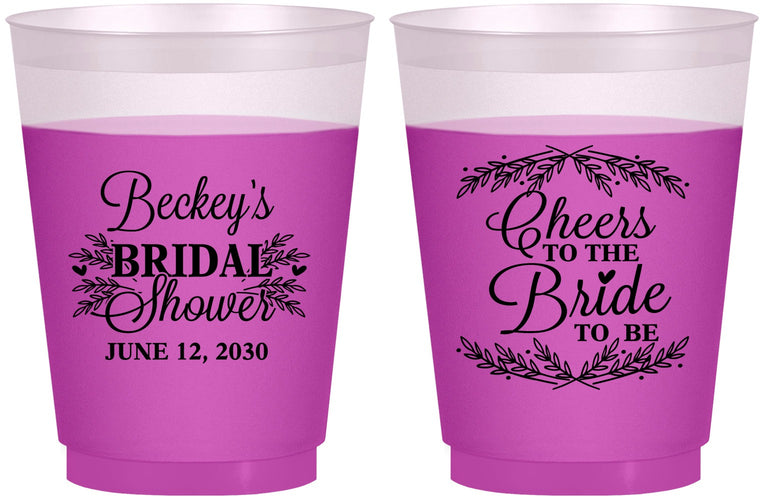 Custom Bridal Shower 16 oz Color Changing Frosted Cups - Cheers To The Bride | 100019