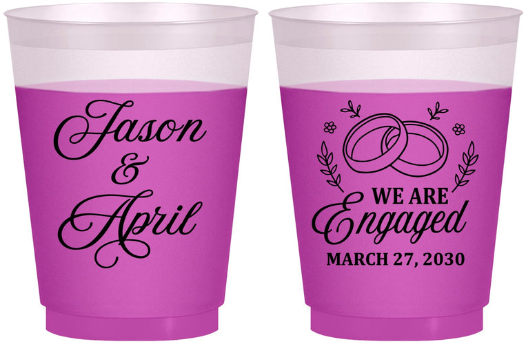 Custom Engagement 16 oz Color Changing Frosted Cups - We Are Engaged | 10003