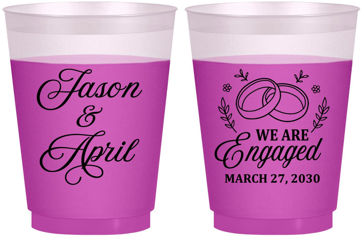 Custom Engagement 16 oz Color Changing Frosted Cups - We Are Engaged | 10003