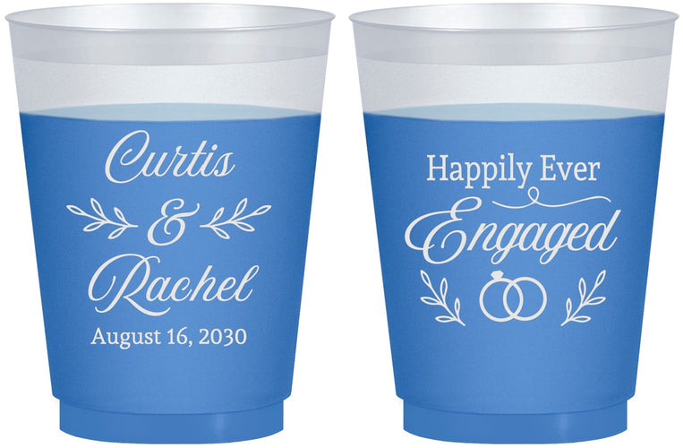Custom Engagement 16 oz Color Changing Frosted Cups - Happily Ever Engaged | 10004