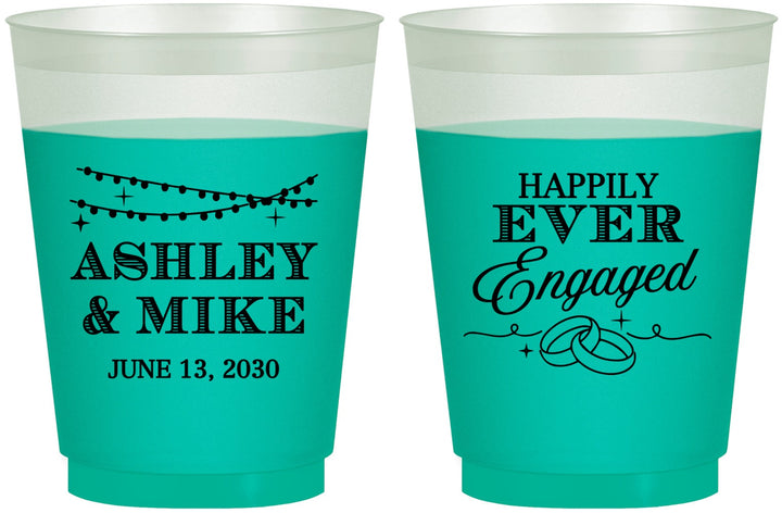 Custom Engagement 16 oz Color Changing Frosted Cups - Happily Ever Engaged | 10006