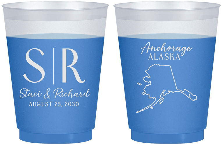 Custom Wedding 16 oz Color Changing Frosted Cups - Alaska | 101