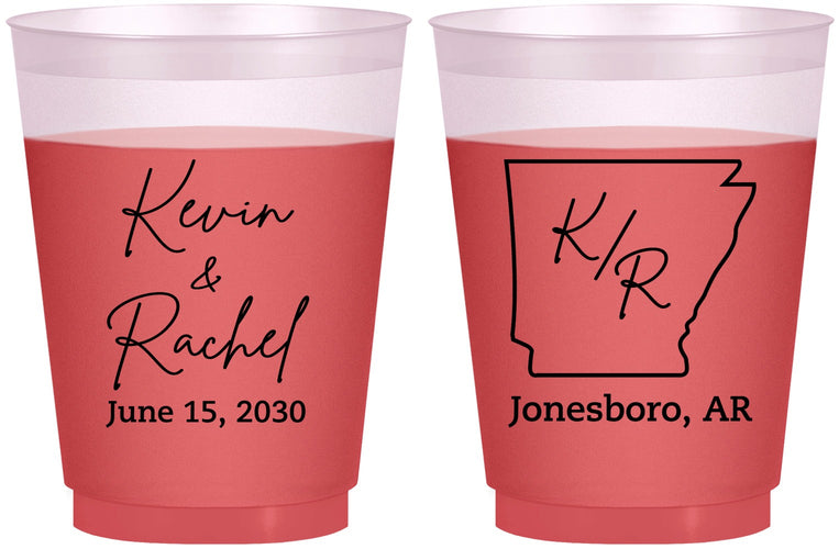 Custom Wedding 16 oz Color Changing Frosted Cups - Arkansas | 103