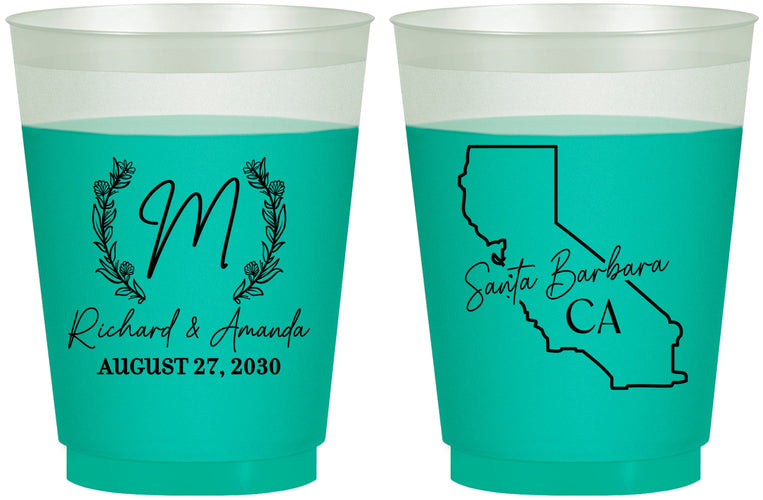 Custom Wedding 16 oz Color Changing Frosted Cups - California | 104