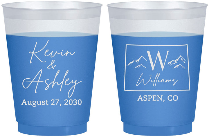 Custom Wedding 16 oz Color Changing Frosted Cups - Colorado | 105
