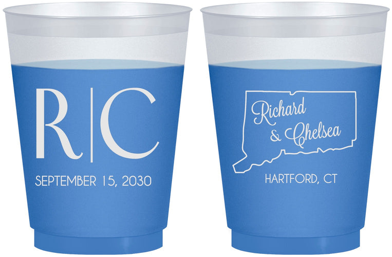 Custom Wedding 16 oz Color Changing Frosted Cups - Connecticut | 106