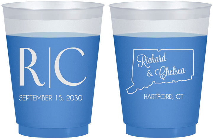 Custom Wedding 16 oz Color Changing Frosted Cups - Connecticut | 106