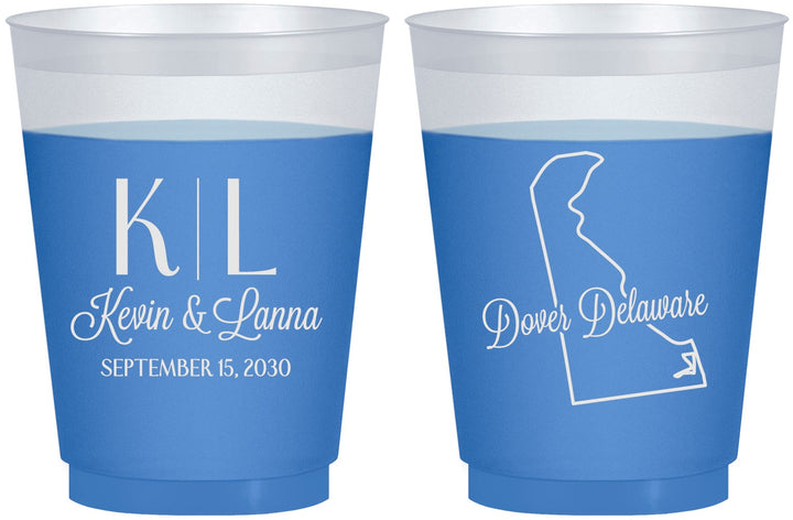 Custom Wedding 16 oz Color Changing Frosted Cups - Delaware | 107