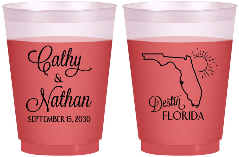 Custom Wedding 16 oz Color Changing Frosted Cups - Florida | 108
