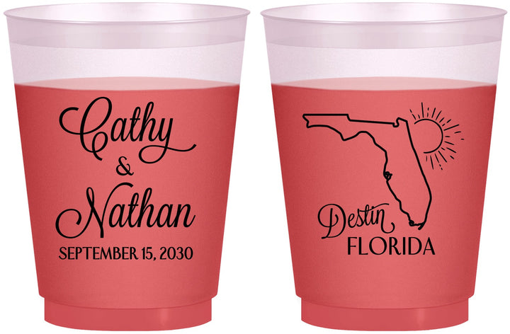 Custom Wedding 16 oz Color Changing Frosted Cups - Florida | 108