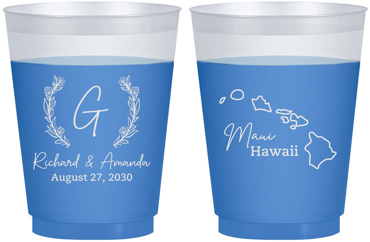 Custom Wedding 16 oz Color Changing Frosted Cups - Hawaii | 110