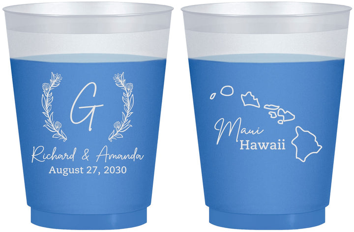 Custom Wedding 16 oz Color Changing Frosted Cups - Hawaii | 110