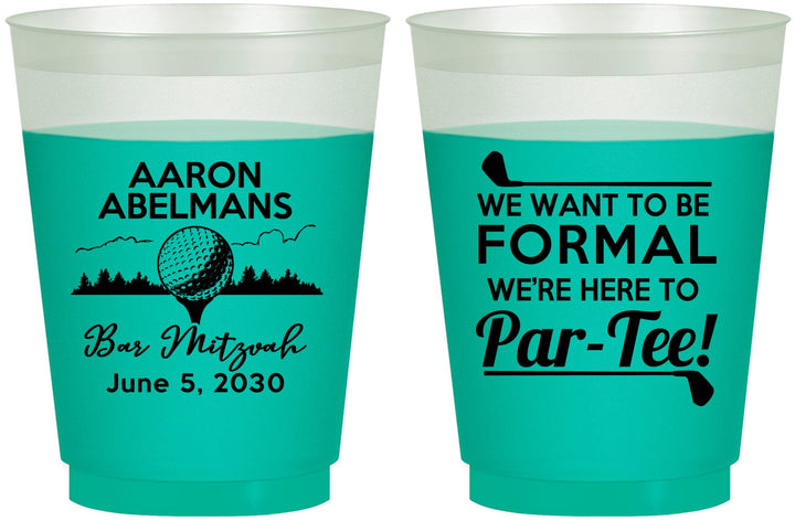 Custom Bar Mitzvah 16 oz Color Changing Frosted Cups - 13th Birthday Golf | 110010