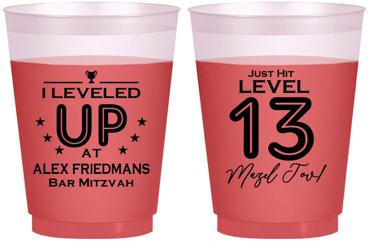Custom Bar Mitzvah 16 oz Color Changing Frosted Cups - 13th Birthday Video Game | 110014