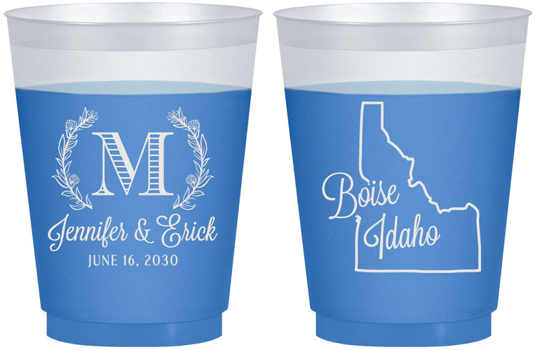 Custom Wedding 16 oz Color Changing Frosted Cups - Idaho | 111