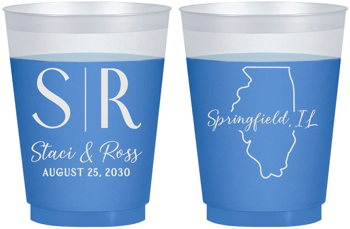 Custom Wedding 16 oz Color Changing Frosted Cups - Illinois | 112