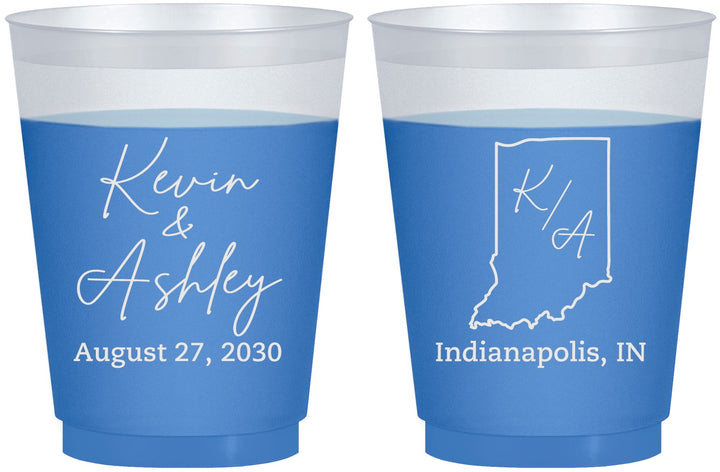 Custom Wedding 16 oz Color Changing Frosted Cups - Indiana | 113