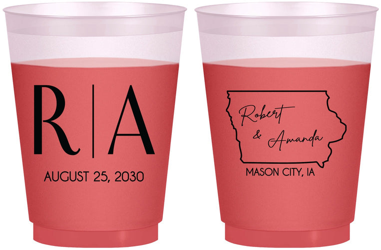 Custom Wedding 16 oz Color Changing Frosted Cups - Iowa | 114
