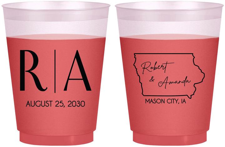 Custom Wedding 16 oz Color Changing Frosted Cups - Iowa | 114