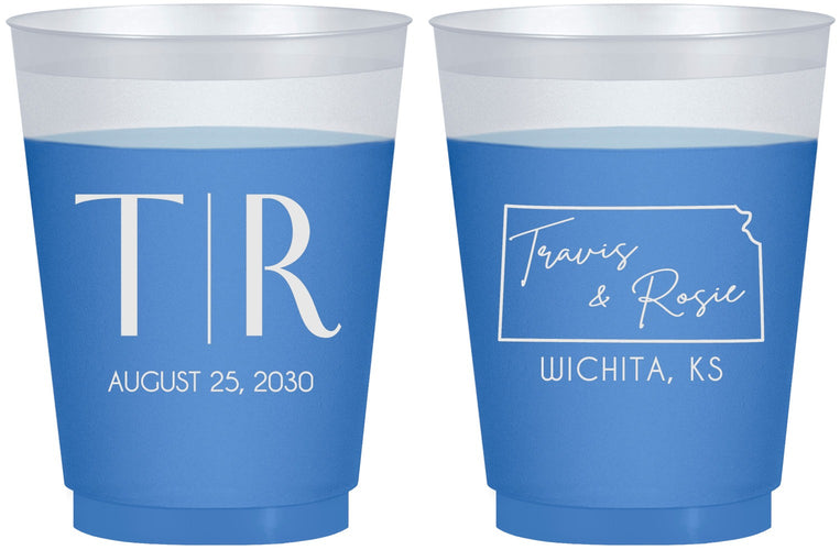 Custom Wedding 16 oz Color Changing Frosted Cups - Kansas | 115