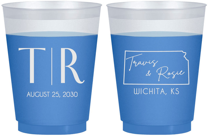 Custom Wedding 16 oz Color Changing Frosted Cups - Kansas | 115