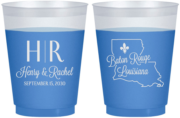 Custom Wedding 16 oz Color Changing Frosted Cups - Louisiana | 117