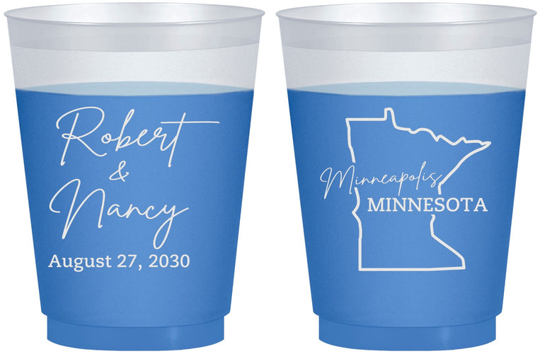 Custom Wedding 16 oz Color Changing Frosted Cups - Minnesota | 122