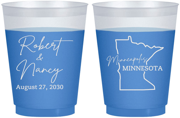 Custom Wedding 16 oz Color Changing Frosted Cups - Minnesota | 122