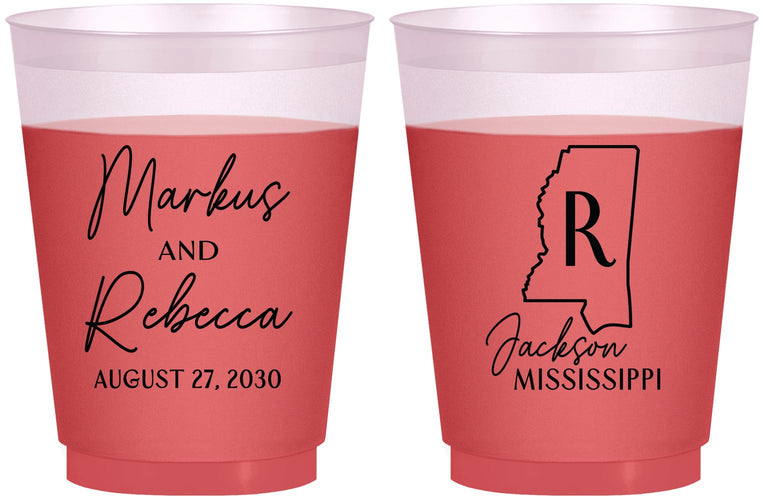 Custom Wedding 16 oz Color Changing Frosted Cups - Mississippi | 123