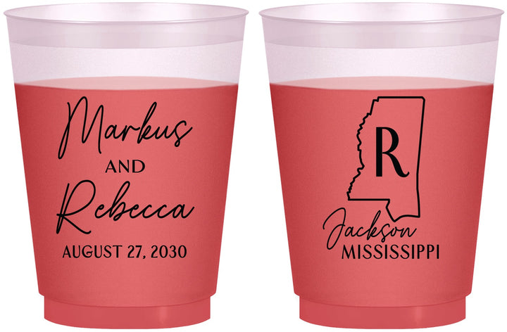 Custom Wedding 16 oz Color Changing Frosted Cups - Mississippi | 123