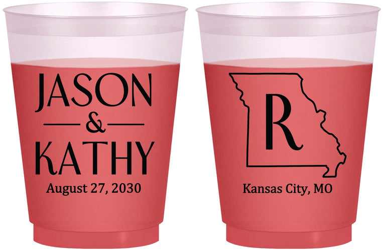 Custom Wedding 16 oz Color Changing Frosted Cups - Missouri | 124