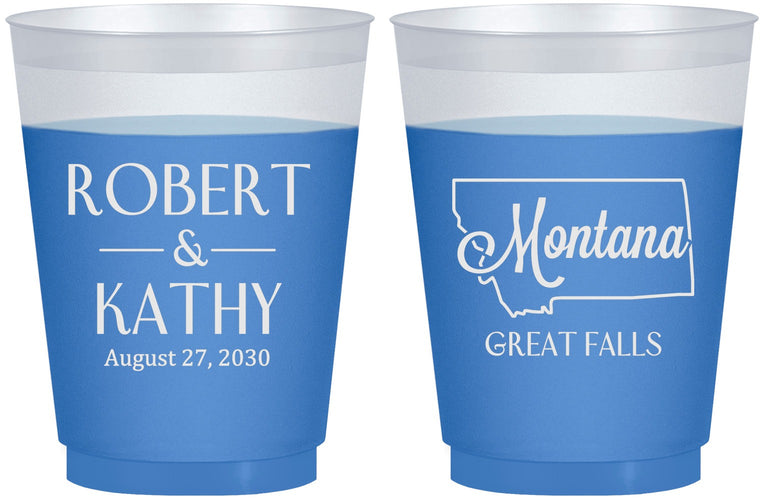 Custom Wedding 16 oz Color Changing Frosted Cups - Montana | 125