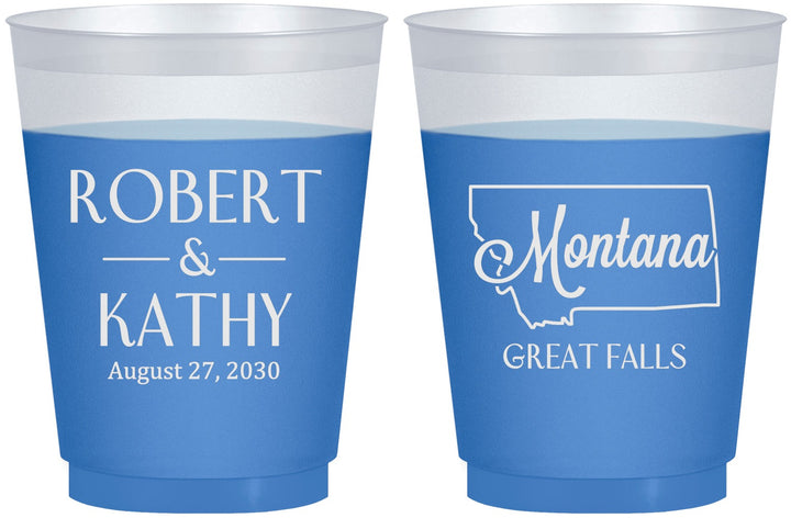Custom Wedding 16 oz Color Changing Frosted Cups - Montana | 125
