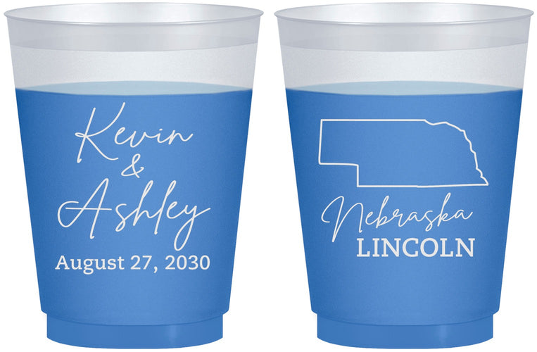 Custom Wedding 16 oz Color Changing Frosted Cups - Nebraska | 126