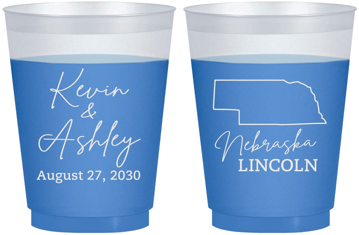 Custom Wedding 16 oz Color Changing Frosted Cups - Nebraska | 126