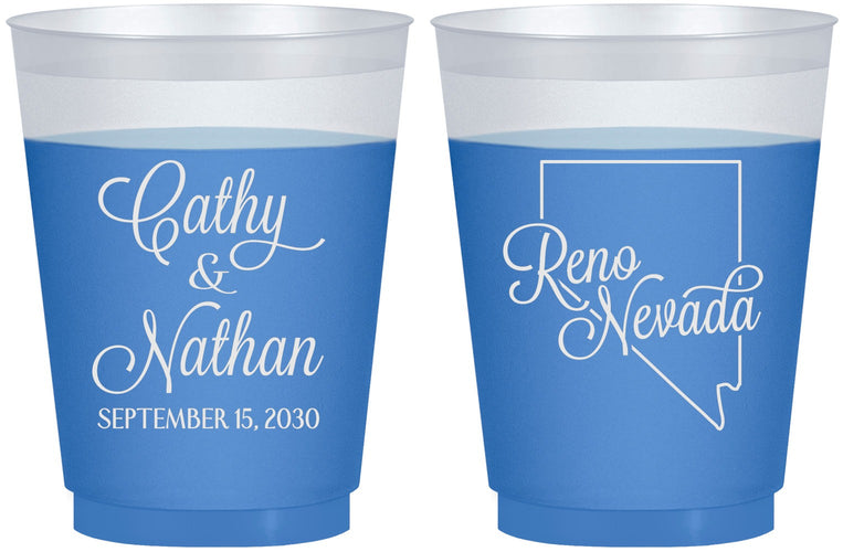Custom Wedding 16 oz Color Changing Frosted Cups - Nevada | 127