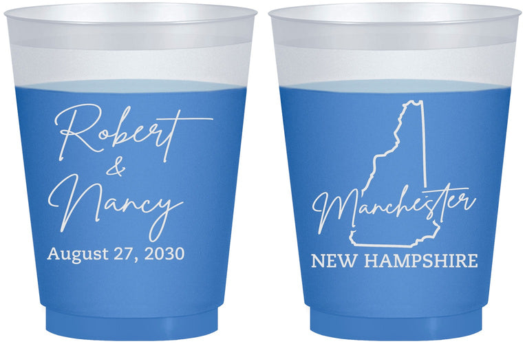 Custom Wedding 16 oz Color Changing Frosted Cups - New Hampshire | 128