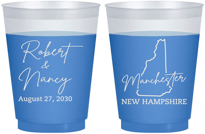 Custom Wedding 16 oz Color Changing Frosted Cups - New Hampshire | 128