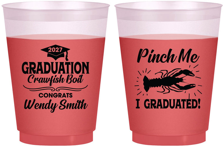 Custom Graduation 16 oz Color Changing Frosted Cups - Class Of 2027 Crawfish Boil | 130001