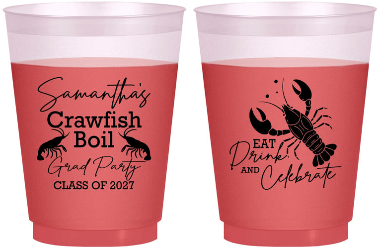 Custom Graduation 16 oz Color Changing Frosted Cups - Class Of 2027 Crawfish Boil | 130002