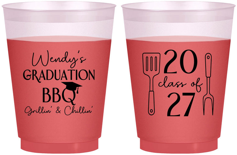 Custom Graduation 16 oz Color Changing Frosted Cups - Class Of 2027 Bbq | 130008
