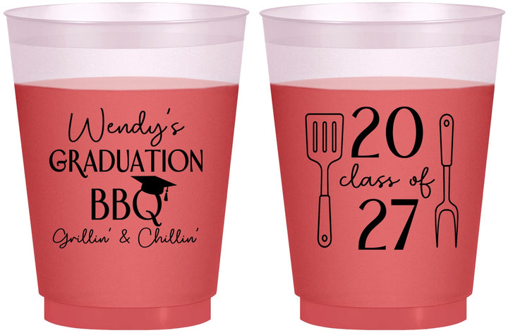 Custom Graduation 16 oz Color Changing Frosted Cups - Class Of 2027 Bbq | 130008