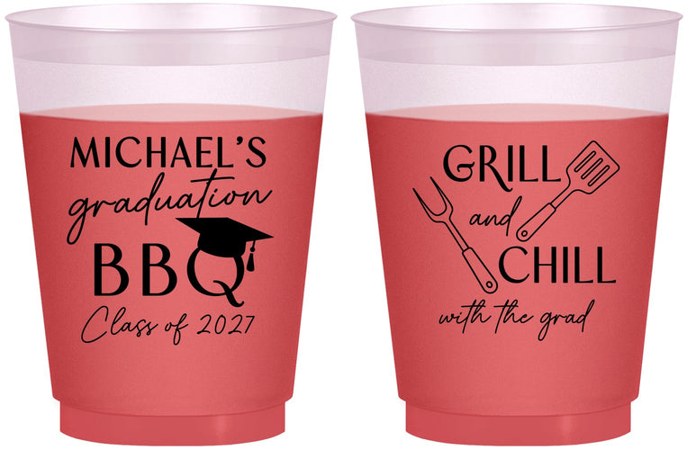 Custom Graduation 16 oz Color Changing Frosted Cups - Class Of 2027 Bbq | 130009